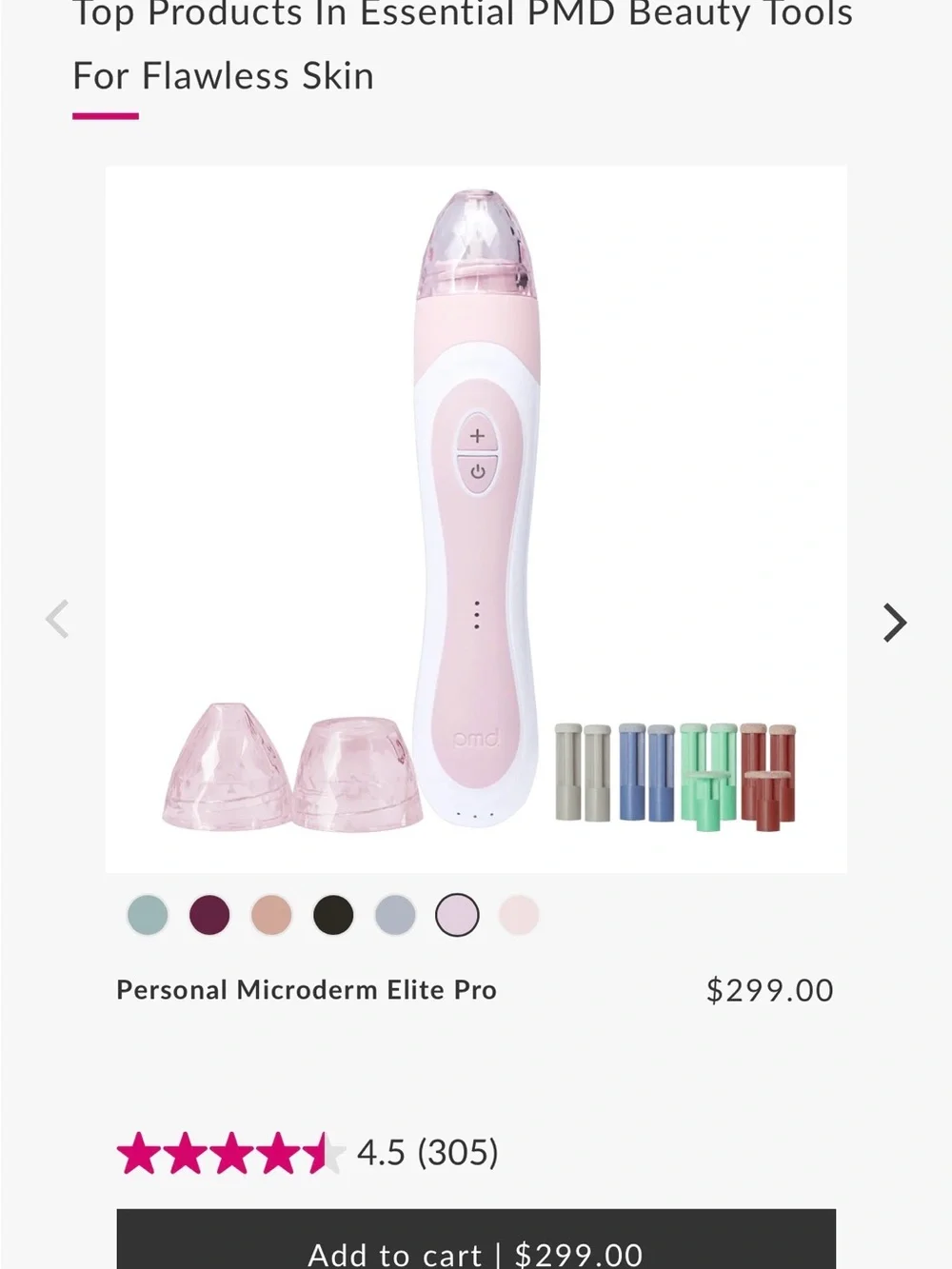 PMD personal At-Home Microdermabrasion Elite Pro Device in Rose Gold and White